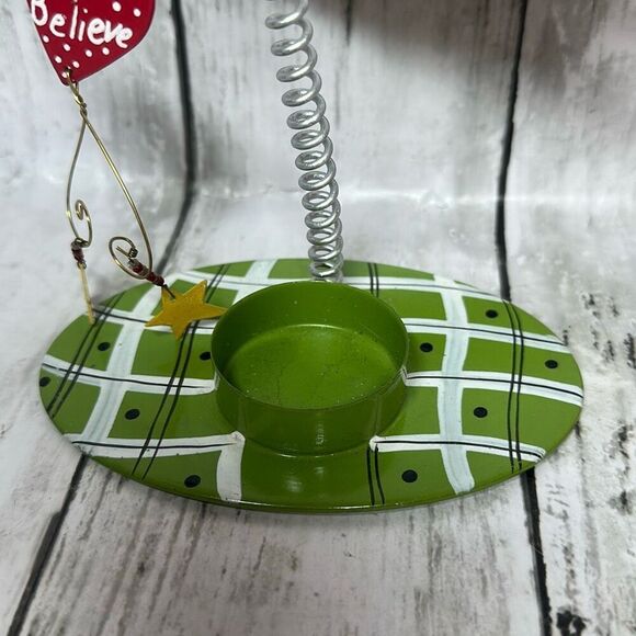 Metal Santa Candle Holder Christmas Decor Springs Green Red - Picture 4 of 6